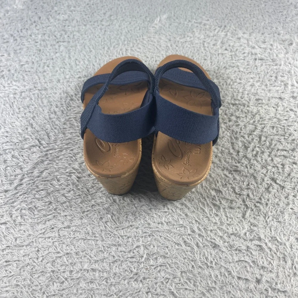 Skechers Cali Beverly Hot Glitz Navy Blue Wedge Sandals Womens 7 119571 NVY
